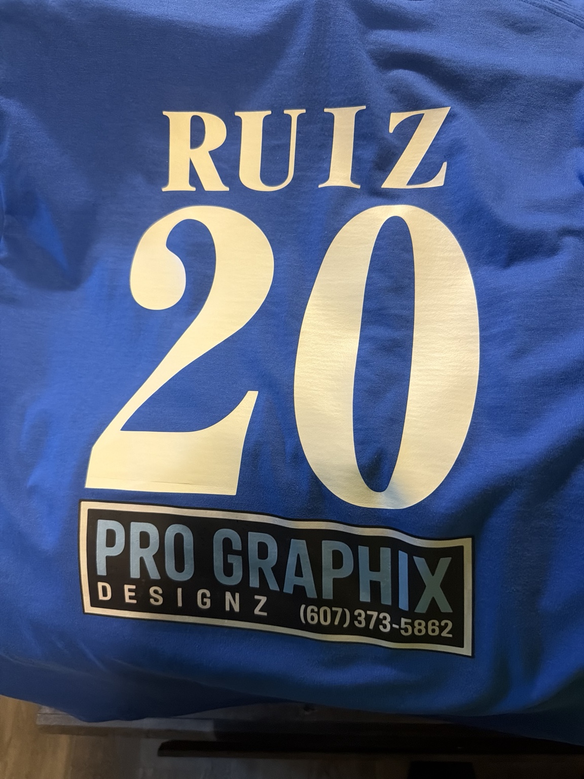 Custom team shirt back